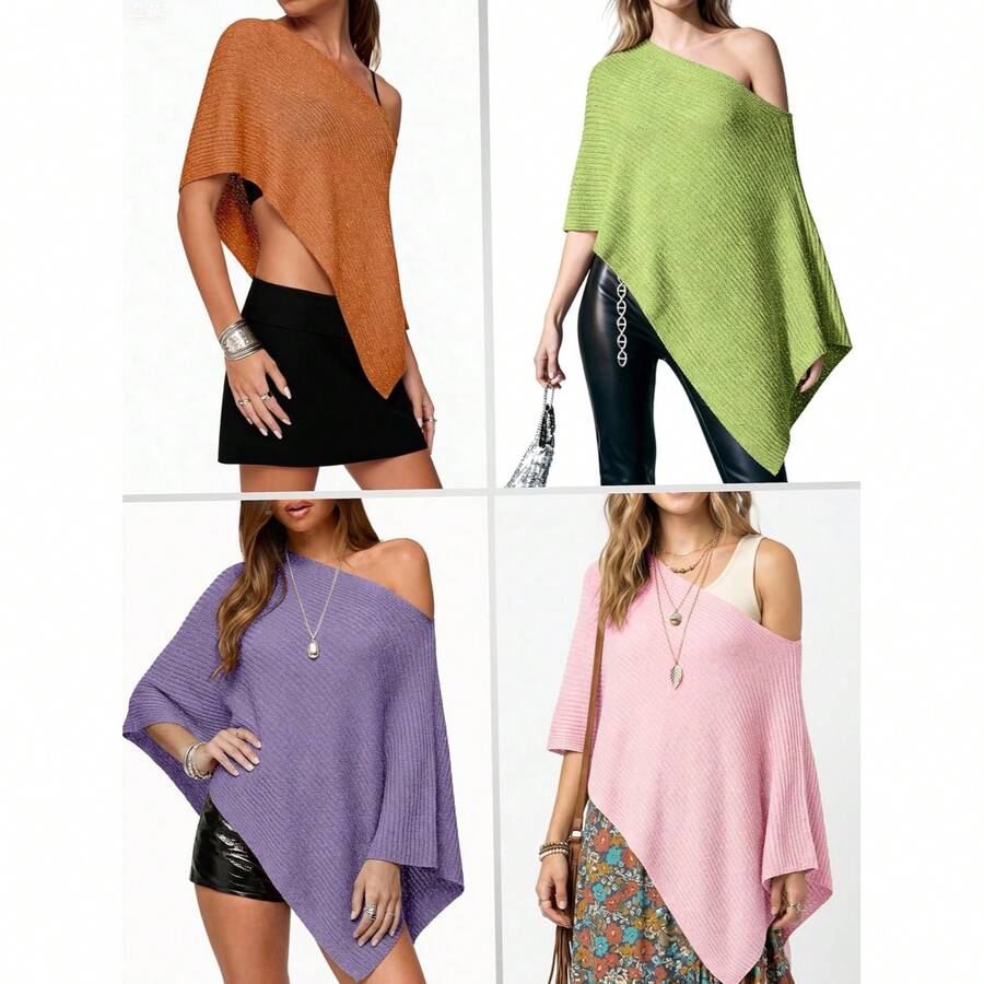 Off Shoulder Asymmetric Knit P - Asymmetric Top Women avis et prix