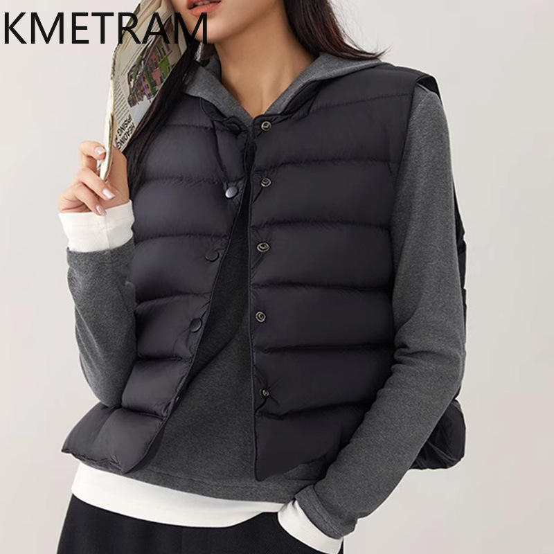 KMETRAM White Goose Down Vest  - Puffer Vest Fashion Women avis et prix