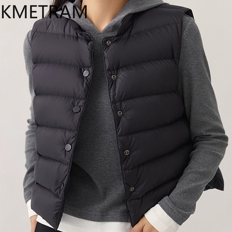 KMETRAM White Goose Down Vest  - Puffer Vest Fashion Women avis et prix