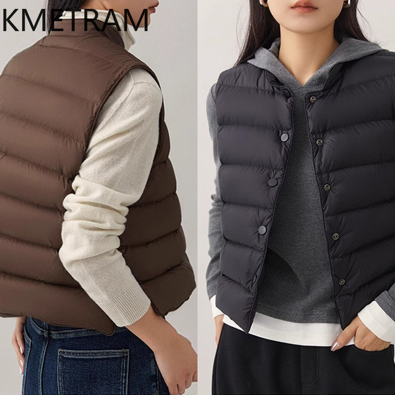 KMETRAM White Goose Down Vest  - Puffer Vest Fashion Women avis et prix