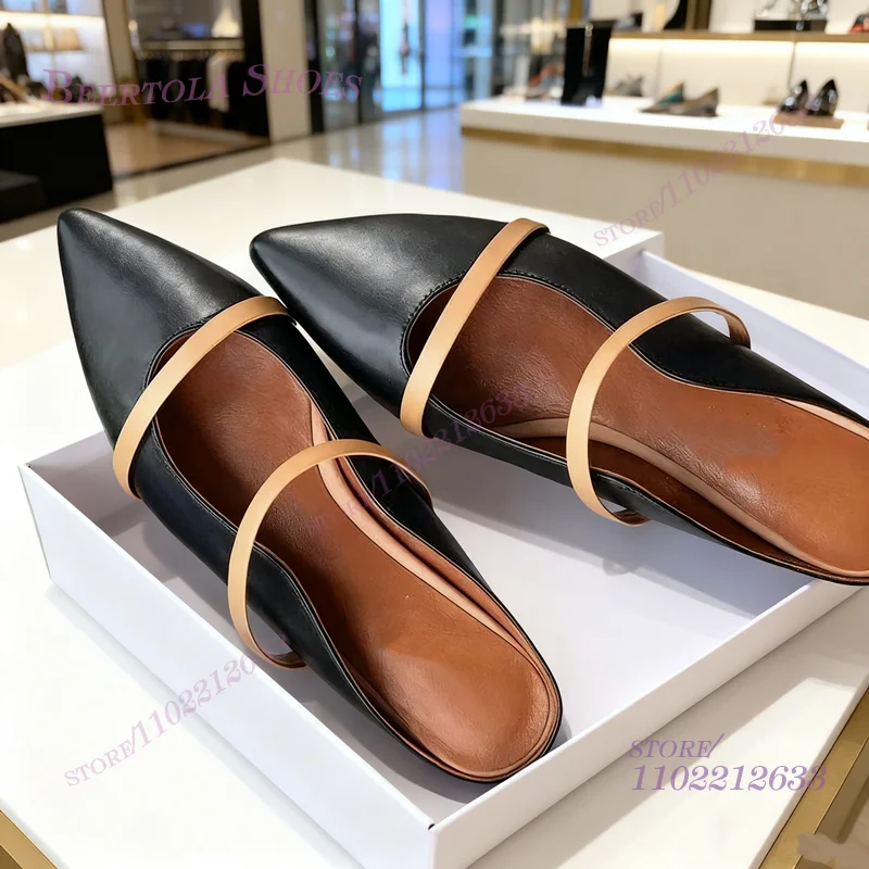 Flat Mules Half Round Pointed  - Fashion Women Belt avis et prix