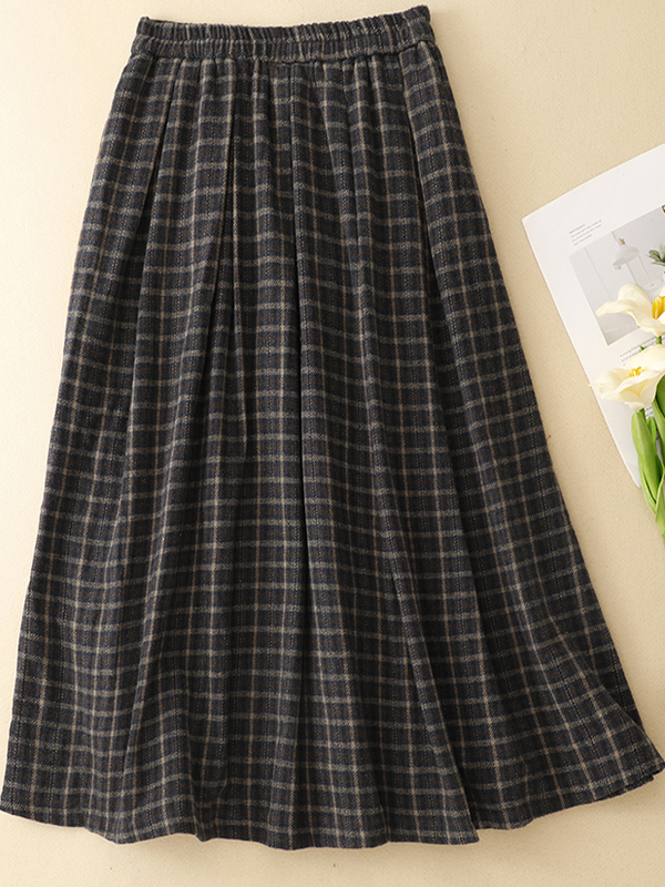 Winter Plaid Midi Skirt Loose  - A-Line Skirt Midi avis et prix