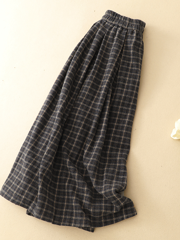 Winter Plaid Midi Skirt Loose  - A-Line Skirt Midi avis et prix