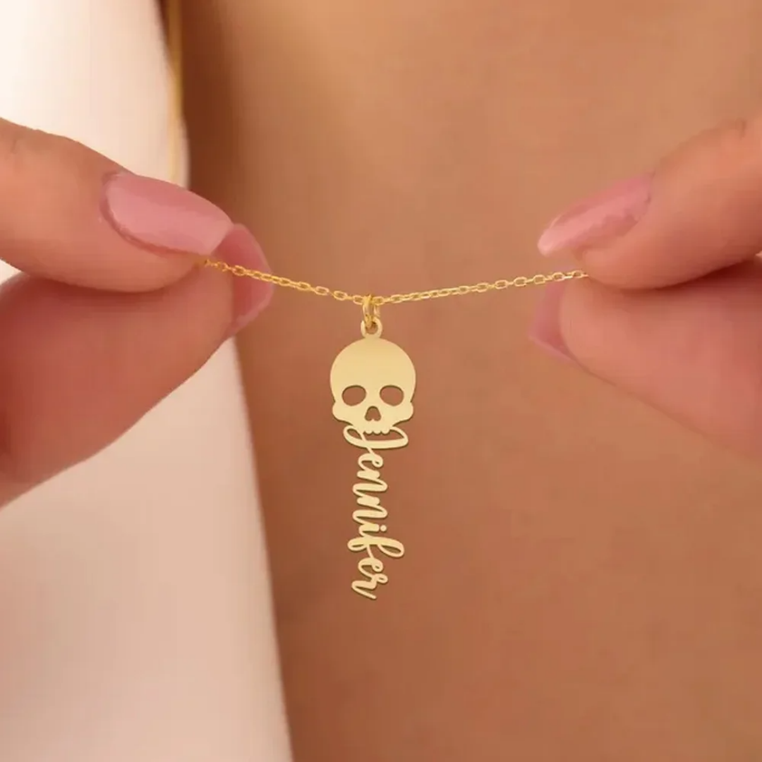Custom Skull Necklace Personal - Women'S Fashion Edgy avis et prix
