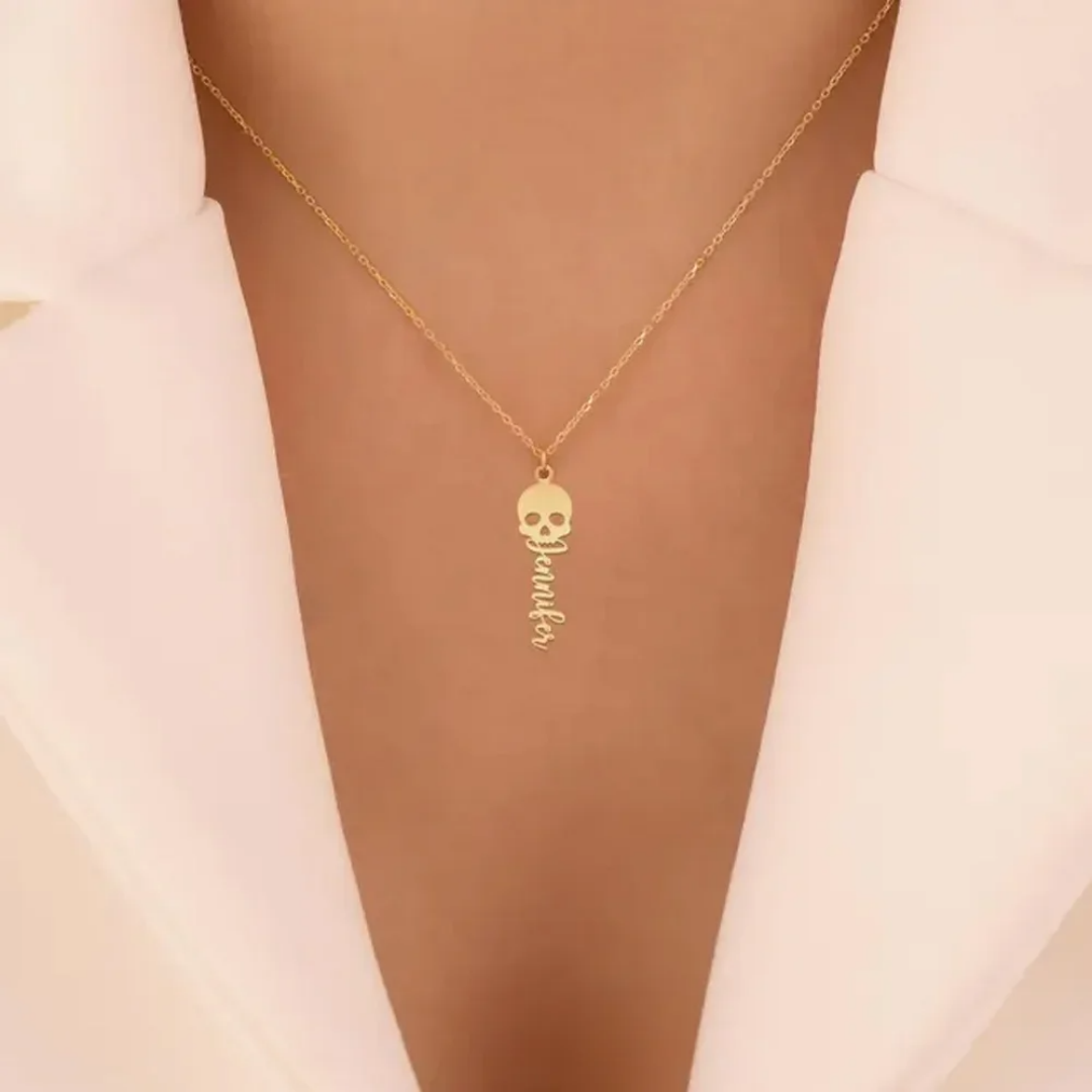 Custom Skull Necklace Personal - Women'S Fashion Edgy avis et prix
