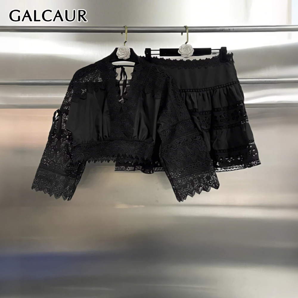 GALCAUR Black Spliced Lace Two - Women'S Fashion Edgy avis et prix