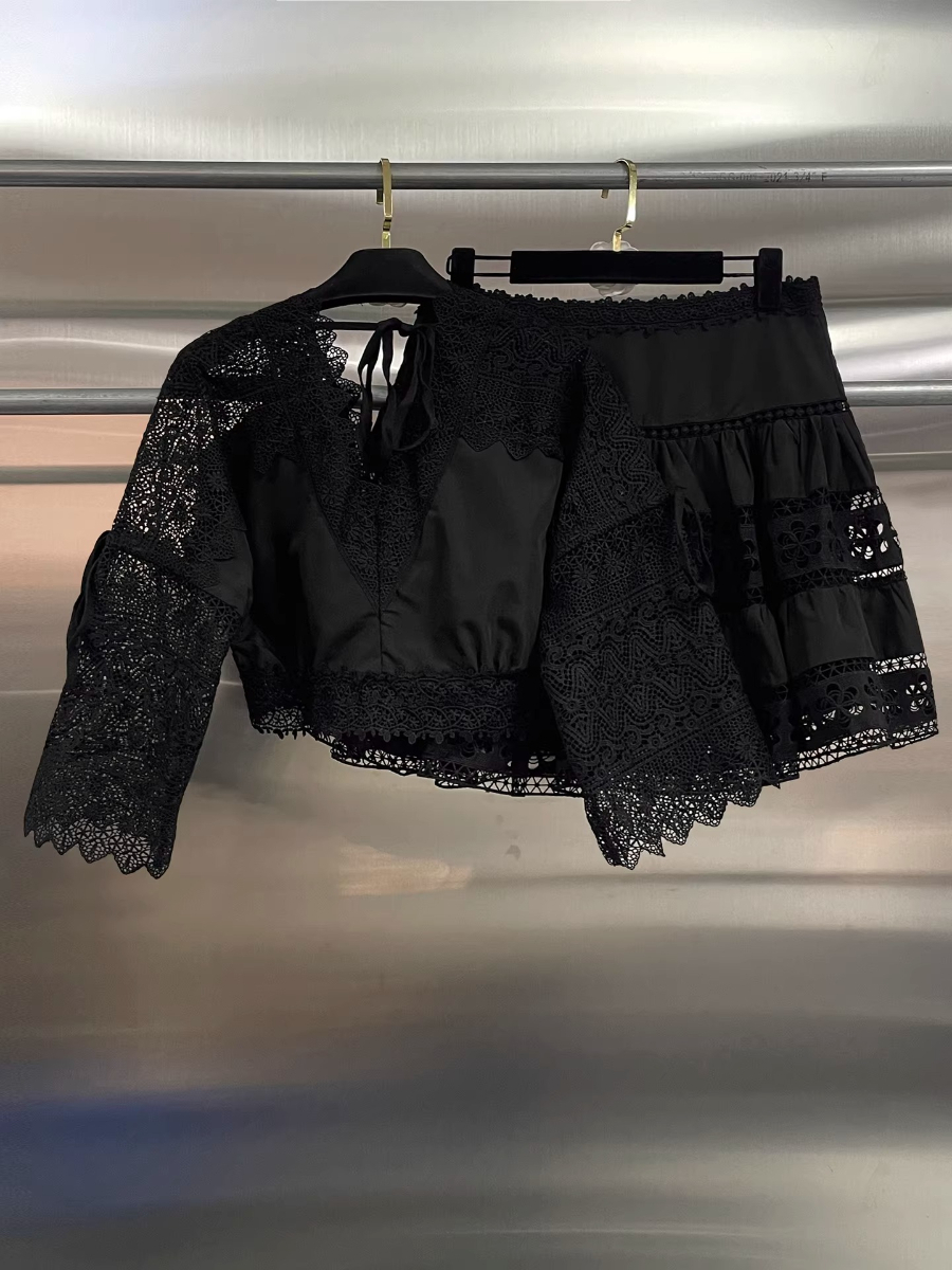 GALCAUR Black Spliced Lace Two - Women'S Fashion Edgy avis et prix
