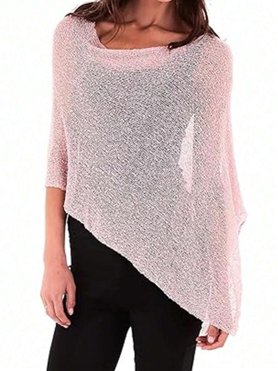 Women Sheer Knit Poncho Shrug  - Asymmetric Top Women avis et prix