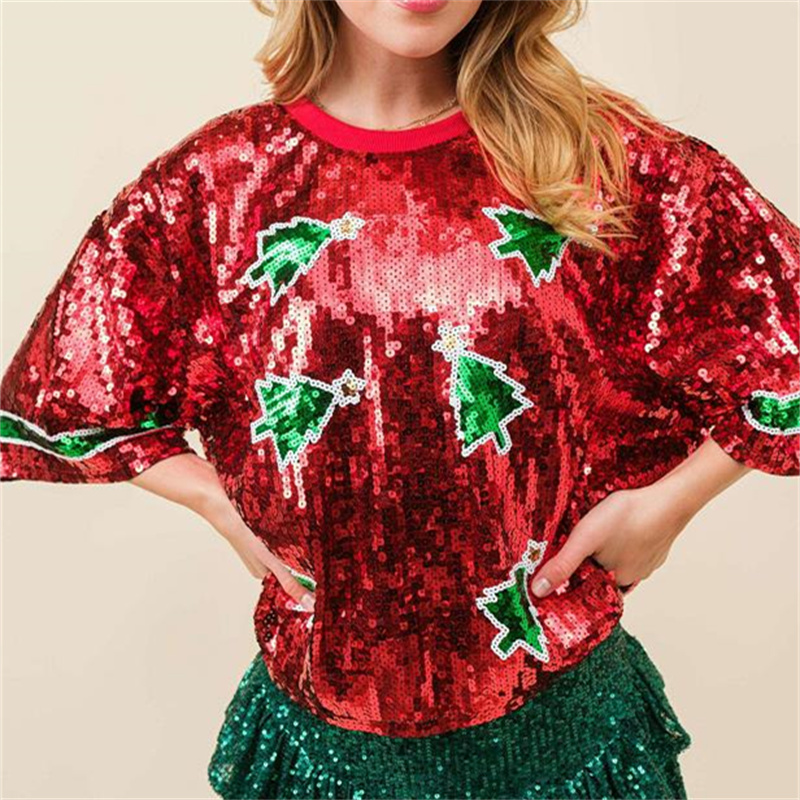 Fashion Womens Sequins T-shirt - Women'S Fashion Rugby Top avis et prix