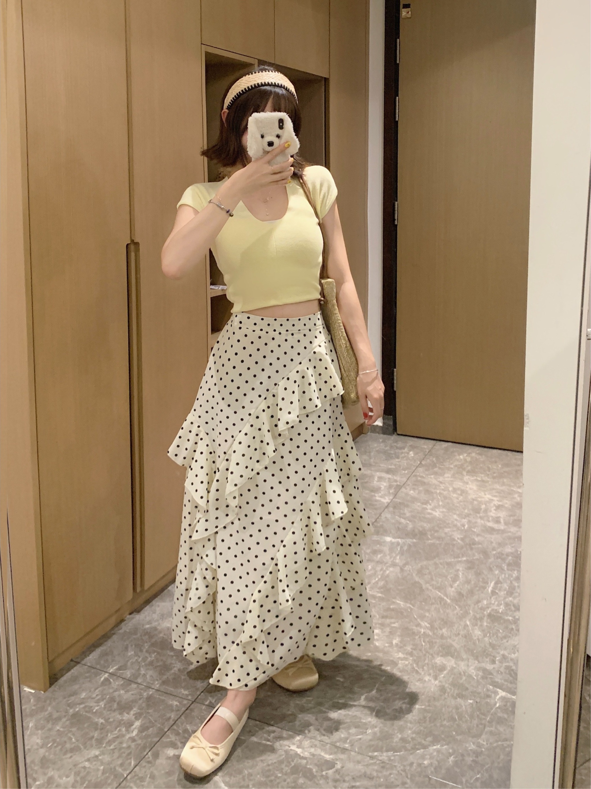 plus Size Summer Polka Dot Asy - A-Line Skirt Midi avis et prix