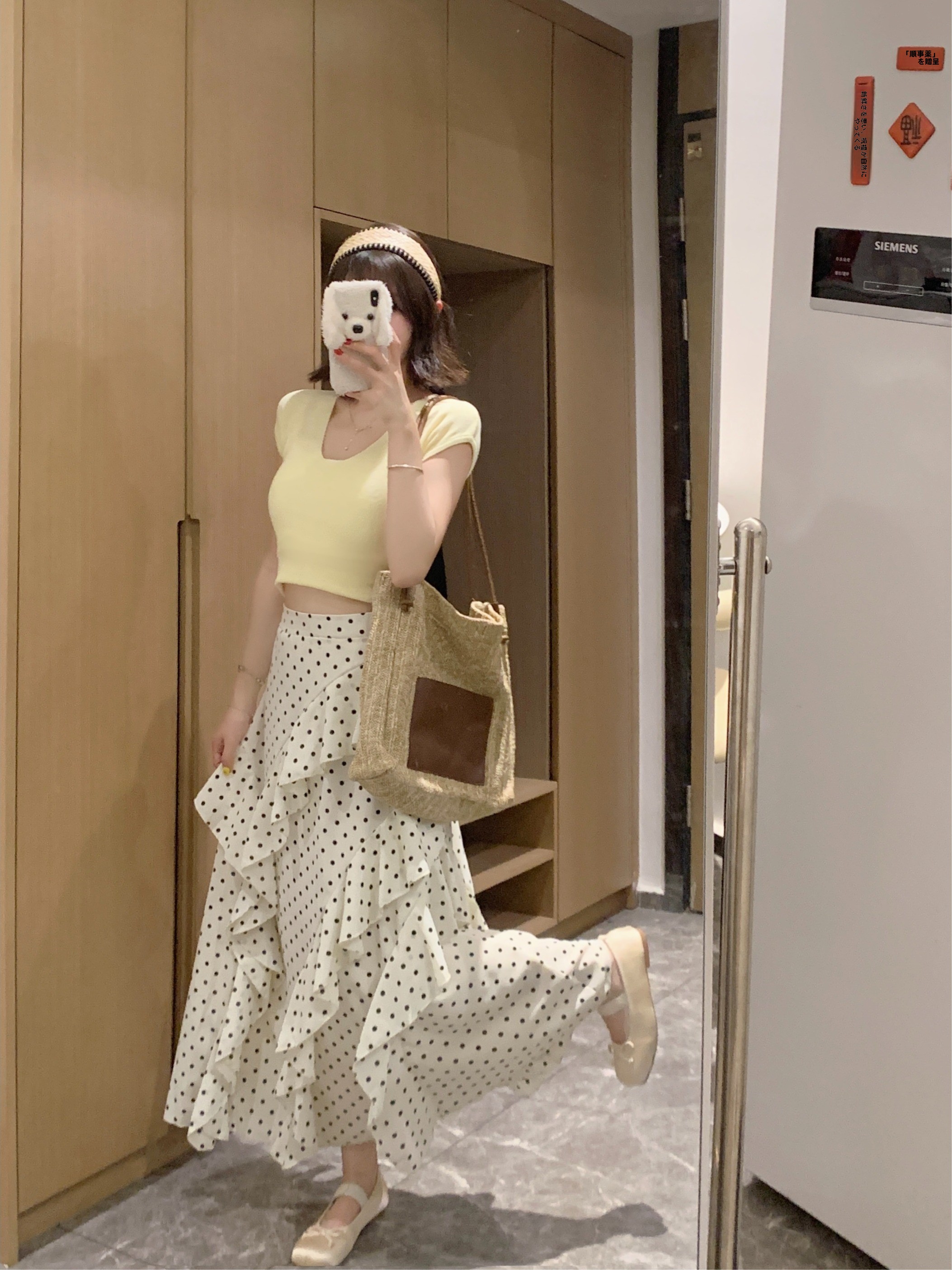 plus Size Summer Polka Dot Asy - A-Line Skirt Midi avis et prix