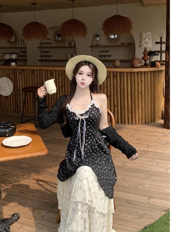 plus Size Floral Lace Trim  Kn - Belted Shirt Dress avis et prix