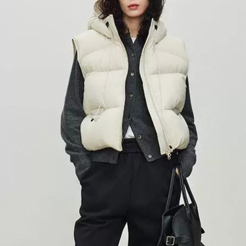Women White Duck Down Vest Win - Puffer Vest Fashion Women avis et prix