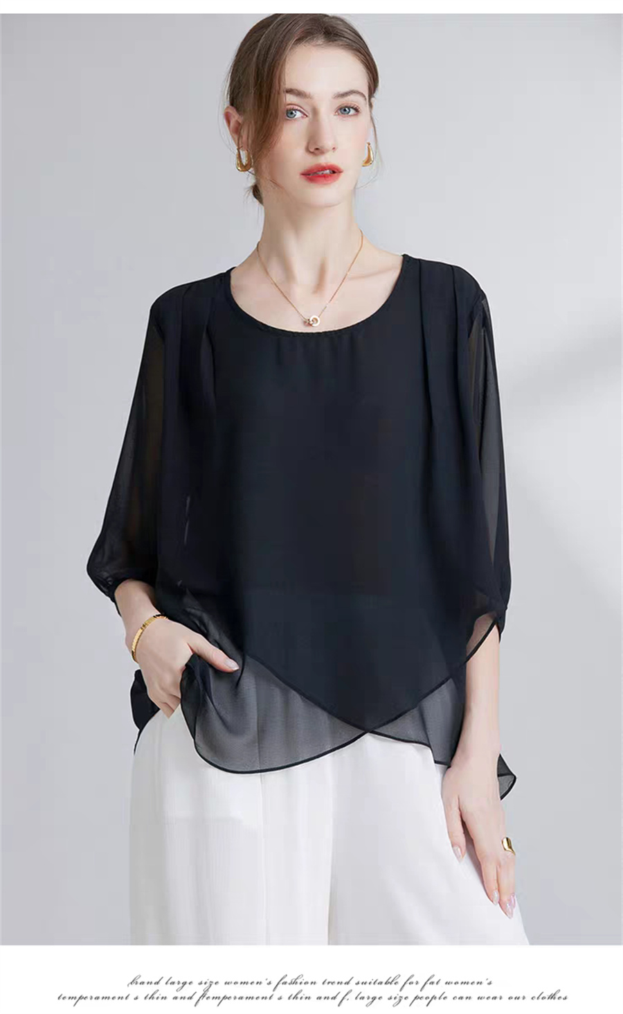 Korean Style Chiffon Plus-Size - Asymmetric Top Women avis et prix