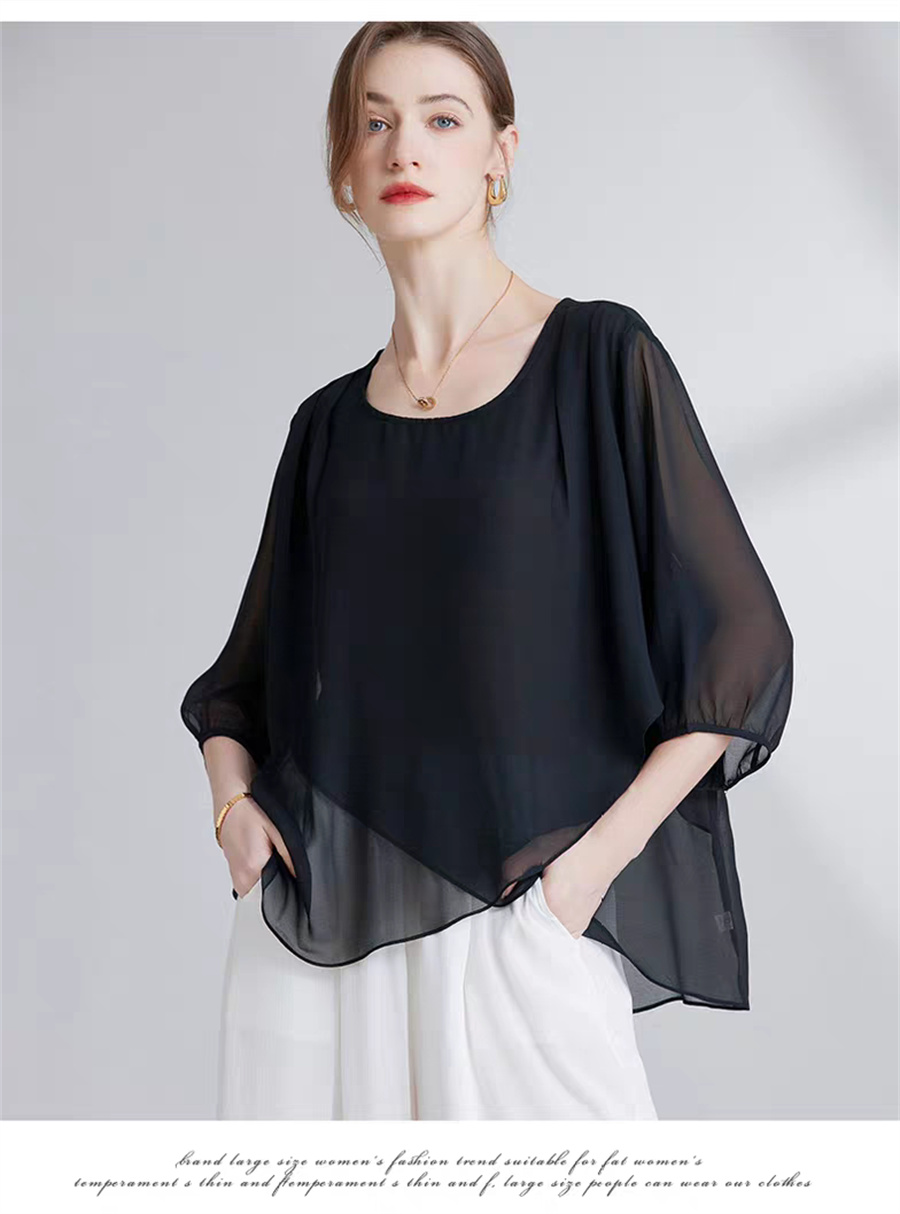 Korean Style Chiffon Plus-Size - Asymmetric Top Women avis et prix