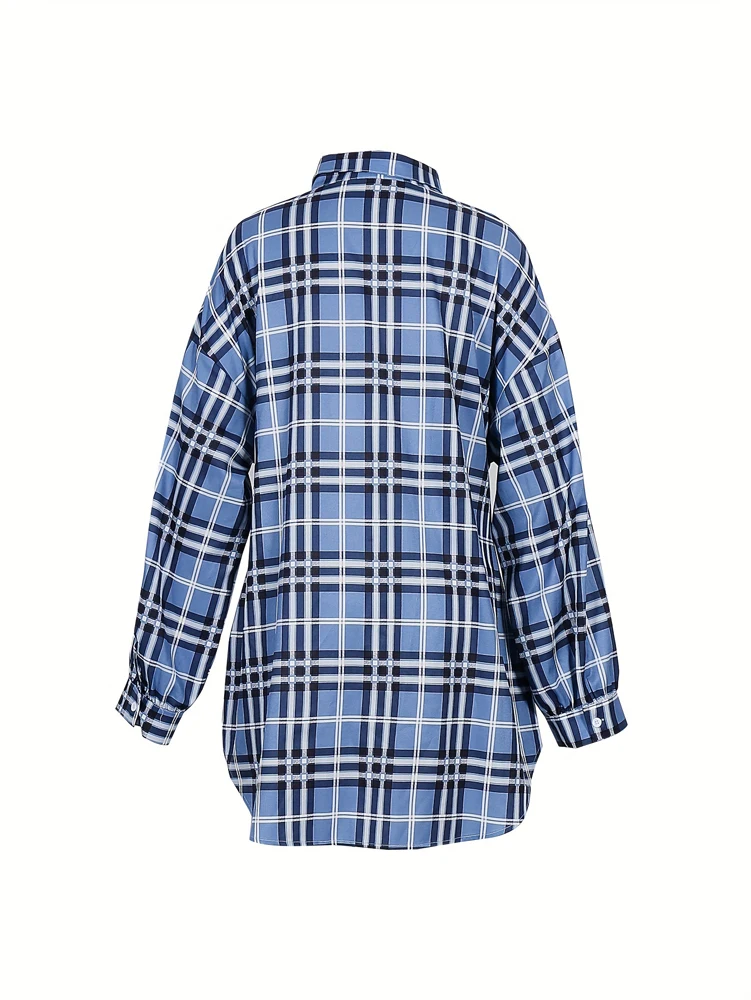 Women Plaid Shirt Dress Elasti - Belted Shirt Dress avis et prix