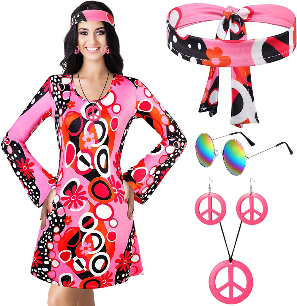 5pcs Set 60s 70s Women Hippie  - Women'S Fashion From The 70S avis et prix