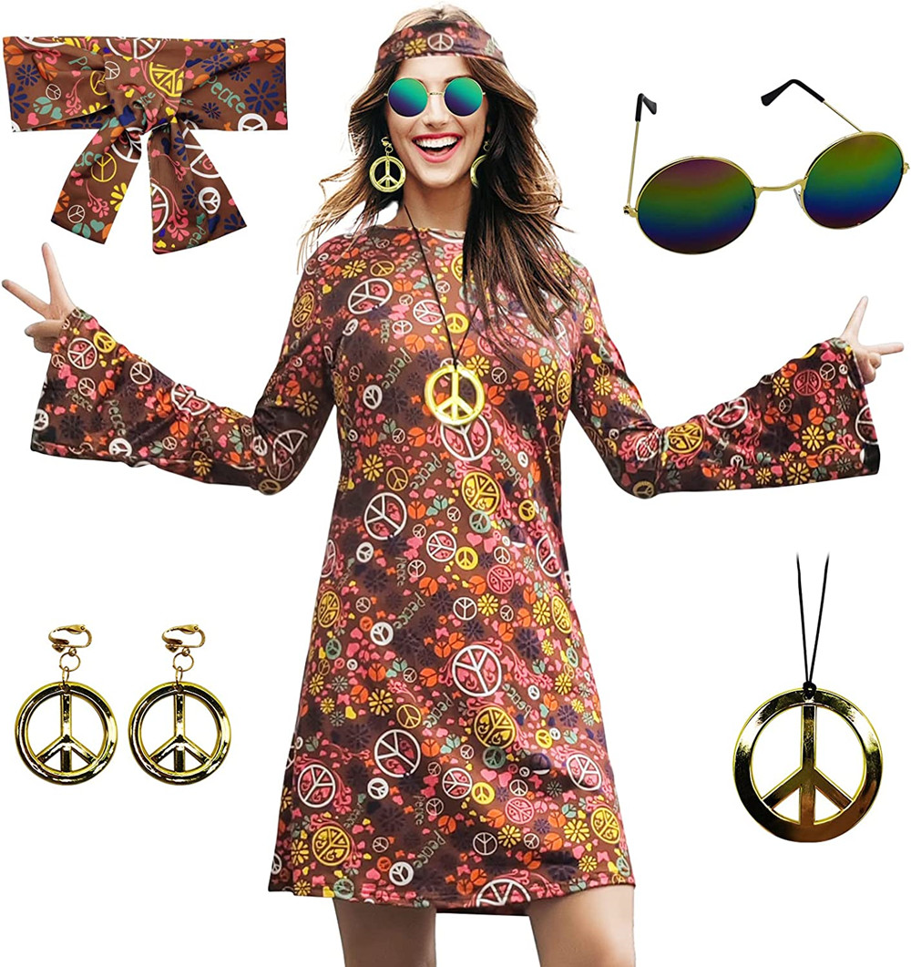 5pcs Set 60s 70s Women Hippie  - Women'S Fashion From The 70S avis et prix